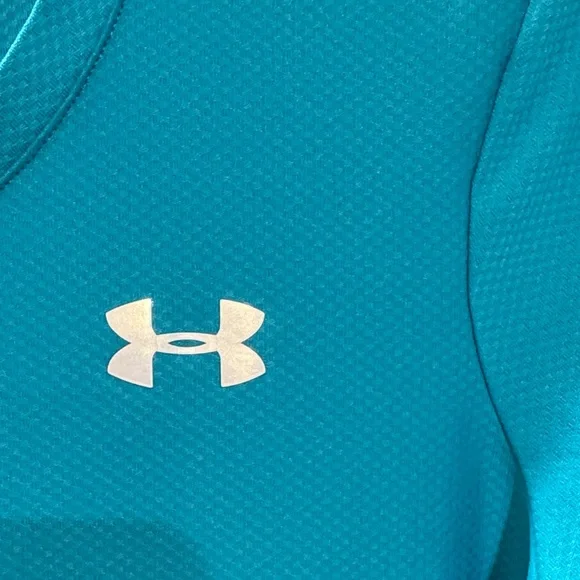 Under Armour HeatGear Fitted Long Sleeve Top Small Teal Thumbholes Athletic - Picture 5 of 5